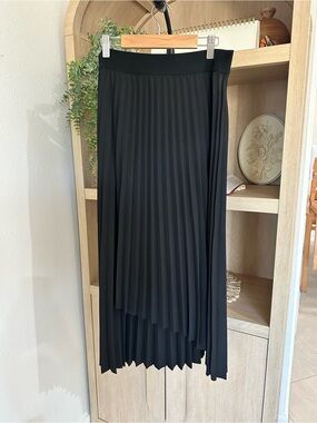 Black Pleated Midi Skirt - Women